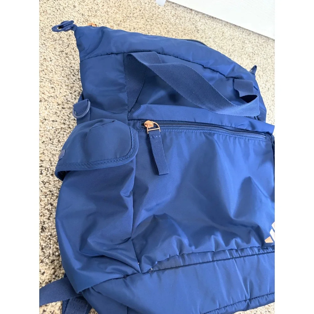 Adidas Saturday 2 Tote Bag Backpack Training Blue Rose Gold Zip Sporty 24L EUC - Picture 3 of 7